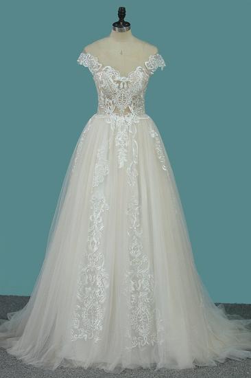 Bradyonlinewholesale Elegant Jewel Tulle Lace Wedding Dress Sleeveless Appliques Ruffles Bridal Gowns Online_1
