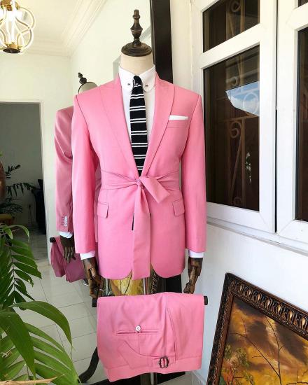 Reg Chic Pink Peaked Lapel Prom Suits_2