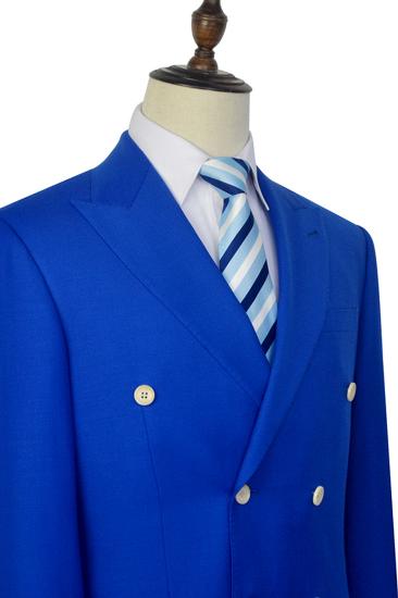 Peak Lapel Royal Blue Double Breasted Mens Suit |  Six Button Fashion Casual Suit_4