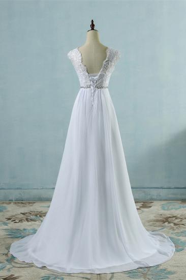 Bradyonlinewholesale Gorgeous Jewel Chiffon Ruffles Lace Wedding Dress White Appliques Beadings Bridal Gowns with Sash_2