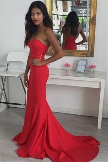 Sweetheart Red Sheath Tight Formal Dresses Cheap Open Back Evening Gown with Long Train_1