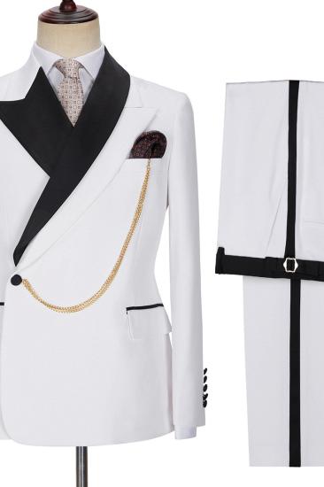 Adonis Fashion White Point Lapel Custom Mens Wedding Suit_2