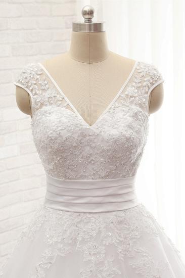 Bradyonlinewholesale Affordable V-Neck Tulle Lace Wedding Dress A-Line Sleeveless Appliques Bridal Gowns with Beadings Online_4