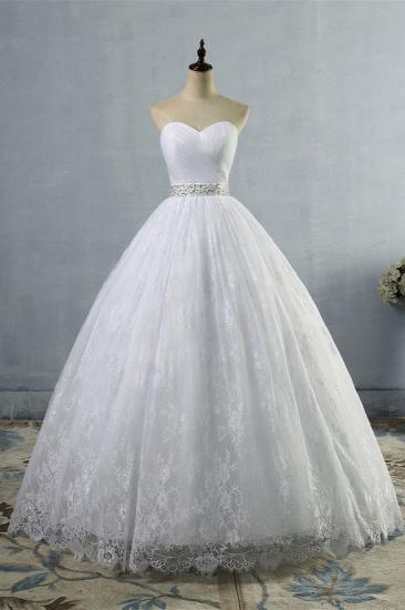 Bradyonlinewholesale Stylish Tulle Appliques Ball Gown Wedding Dresses Sweetheart Sleeveless Bridal Gowns with Beading Sash_1
