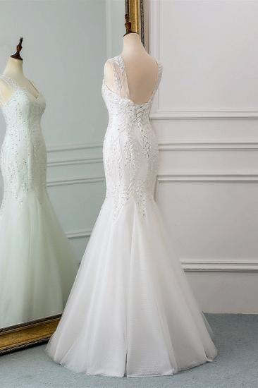 Bradyonlinewholesale Affordable V-Neck Appliques Mermaid Wedding Dresses with Beadings Online_3