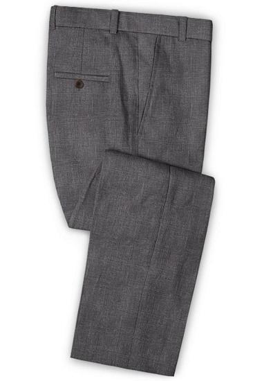 Moises Dark Grey Casual Linen Tuxedo | Slim Fit Simple Mens Blazer_3