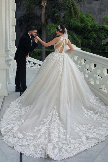 Gorgeous Halter Lace Appliques Ball Gown Wedding dress Sleeveless Bridal Dresses_5