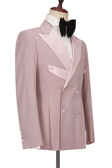 Christopher Stylish Pink Double Breasted Point Lapel Mens Suit_2
