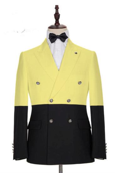 Taylor Yellow Fashion Slim Fit Double Breasted Mens Prom Wear_1