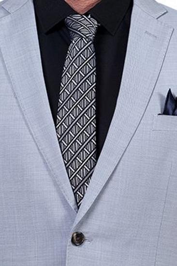 Affordable Notch Lapel Solid Light Grey Mens Suits For Sale Business_4