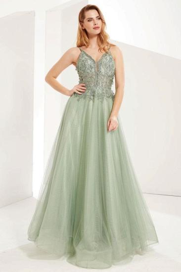 Chic Sleeveless Mint Green Long A-line Evening Party Dress with Beadings_1