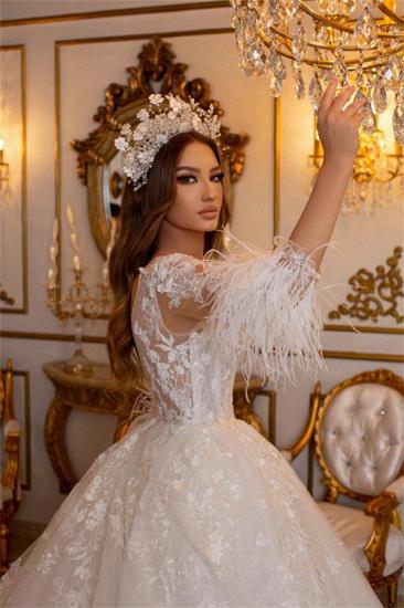 Elegant A-Line Lace Princess Wedding Dress | Wedding Dress with Sleeves_2