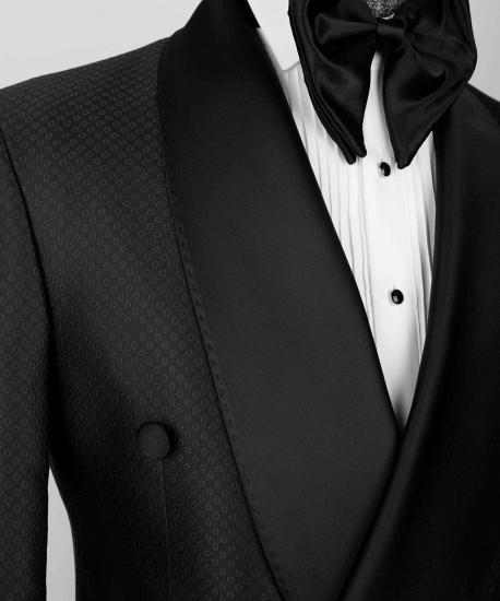 Fashion Black Shawl Lapel Double Breasted Two-Piece Men's Suit_2
