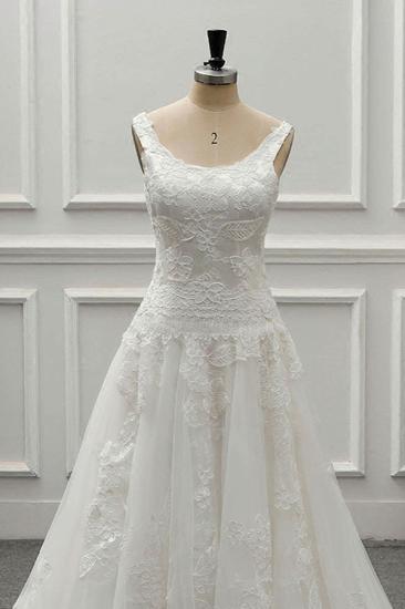 Bradyonlinewholesale Chic Straps Jewel Tulle Lace Wedding Dress Sleeveless Appliques White Bridal Gowns On Sale_5