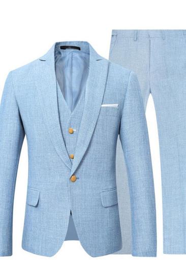 Sky Blue New Mens Suit Three Piece |  Mens Custom Evening Dress Set