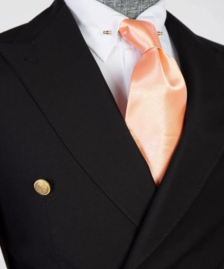 The latest black double-breasted pointed collar men's business suit_2