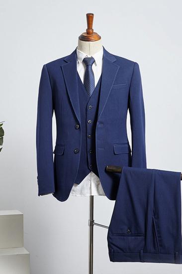 Byron Modern Blue 3 Piece Notched Lapel Slim Fit Tailored Business Suit_2