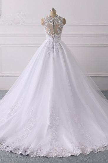Bradyonlinewholesale Gorgeous V-Neck Satin Tulle Lace Wedding Dress White Appliques Sleeveless Bridal Gowns On Sale_2
