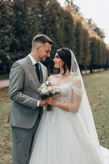 Cheap Wedding Dresses A Line Lace Wedding Dresses Made of Tulle_6
