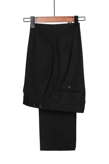 Modern Gray Blue and Black Double Breasted Men's Ball Suit with Peak Collar_4