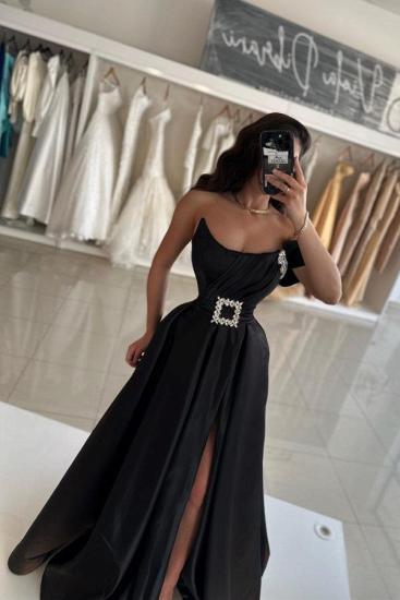 Simple Evening Dresses Long Black Prom Dresses Cheap_3