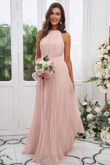 Simple Long Pink Sleeveless Evening Dress | Chiffon Ball Gown Evening Dress_2