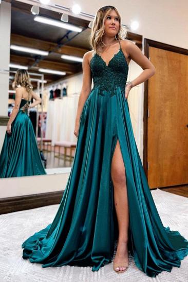 Royal Blue Spaghettistraps A Line Prom Dresses Evening Gowns_3