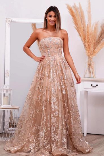 Beautiful Evening Dresses Long Gold Ball Gowns Prom Dresses with Glitter