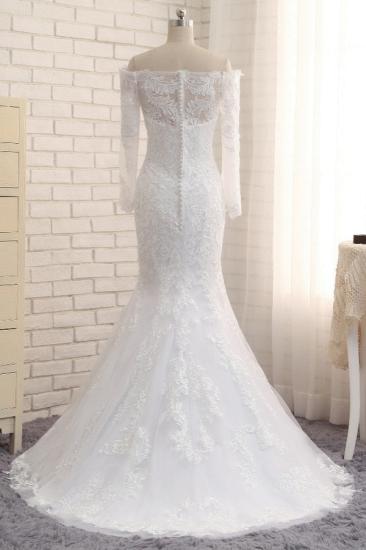 Bradyonlinewholesale Unique Bateau Longsleeves A-line Wedding Dresses With Appliques White Tulle Bridal Gowns On Sale_4