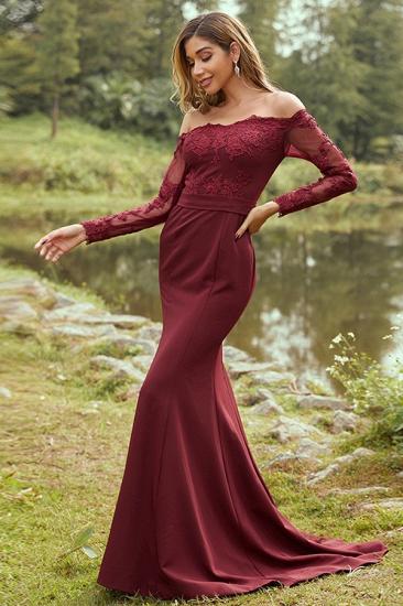 Designer Evening Dress Long Burgundy | Lace Sleeves_5