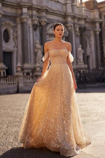 Champagne Evening Dresses Long Glitter Ball Gowns Cheap