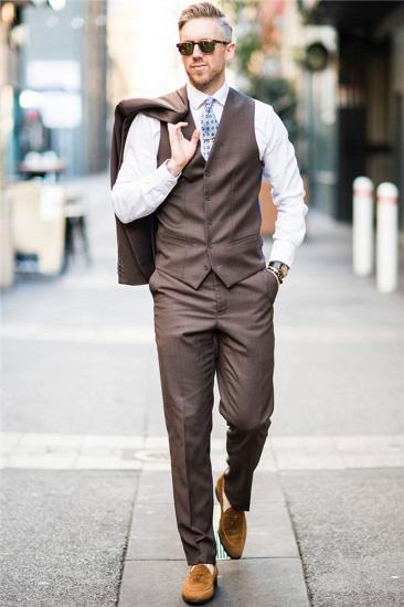Handsome Brown Tailored Mens Suit | Two Button Formal Business Suit_2