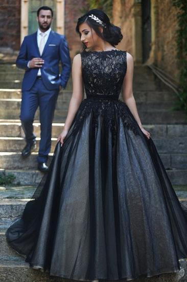 A-Line Popular Black Lace Long Prom Dress New Arrival Custom Made Formal Occasion Dresses_1