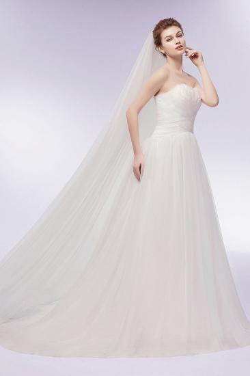 A-line Sweetheart Strapless Tulle Wedding Dresses with Feathers_10
