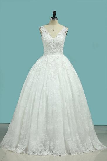 Bradyonlinewholesale Glamorous Jewe Tull Lace Wedding Dress Appliques Sleeveless Beadings Bridal Gowns Online_1