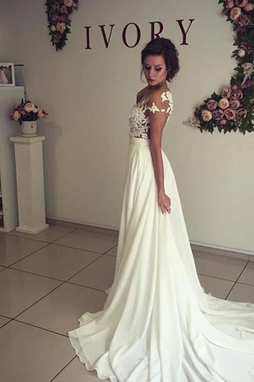 Elegant Lace Appliques Wedding Dress Long Chiffon Split_5
