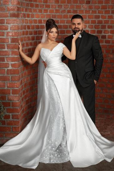 Designer Wedding Dresses Mermaid Style with Lace Satin Bridal Gowns_3