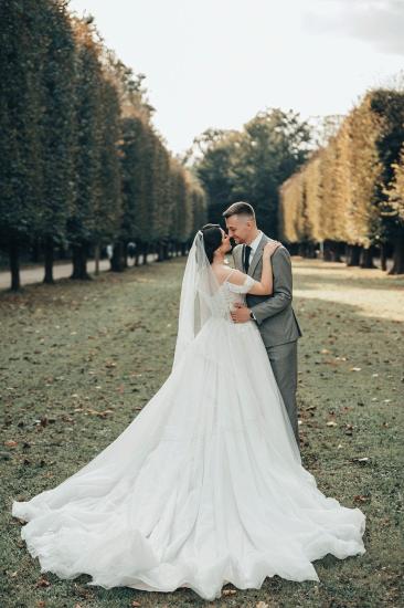 Cheap Wedding Dresses A Line Lace Wedding Dresses Made of Tulle_4