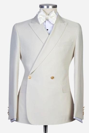 Lawrence New White Pointed Lapel Slim Fit Mens Wedding Suit_1