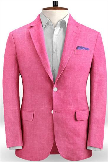 Latest Fuchsia Jacket Pants Design Linen Men Suit |  Formal Slim Fit Blazer Summer Beach Tuxedo_1