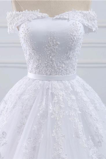 Bradyonlinewholesale Affordable White Off-the-shoulder Lace Wedding Dresses With Appliques Tulle Ruffles Bridal Gowns On Sale_4