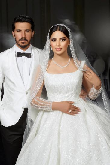 Extravagant Wedding Dresses Princess Lace Wedding Dresses with Glitter_4
