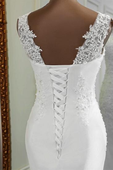 Bradyonlinewholesale Stunning Jewel Sleeveless White Wedding Dresses White Mermaid Beadings Bridal Gowns_7