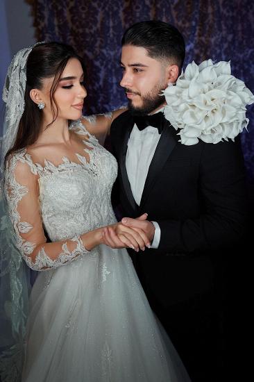Simple Wedding Dress Satin Wedding Dresses A Line with Pearls_4