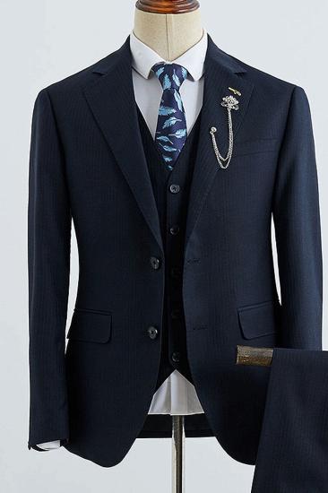 Booth Formal Navy Striped 3 Piece Slim Fit Tailored Mens_2