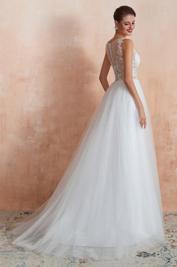 Exquisite Sequins White Tulle Affordable Wedding Dress with Appliques_3