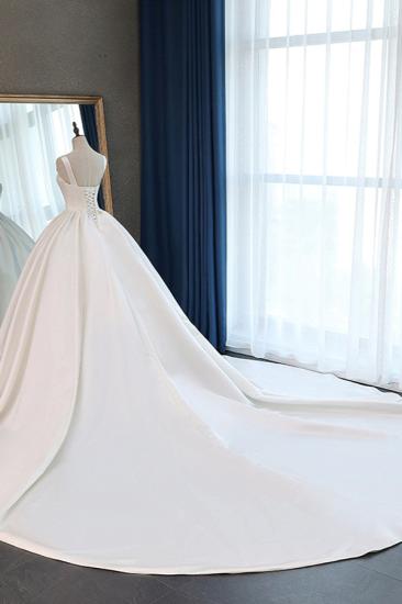Bradyonlinewholesale Elegant Ball Gown Straps Square-Neck Wedding Dress Ruffles Sleeveless Bridal Gowns Online_4