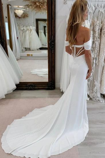 Off-the-Shoulder Ruched Mermaid Wedding Dresses with Split_3