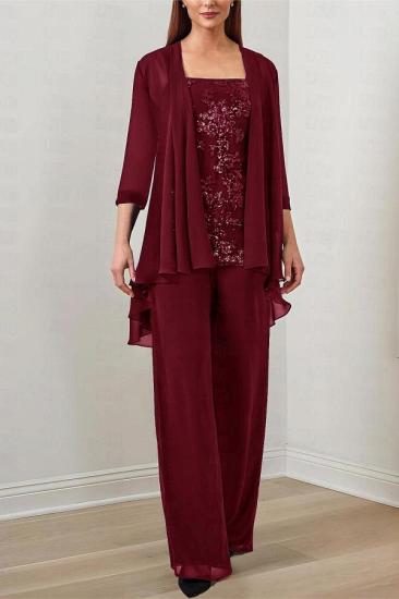 Chiffon Mother of the Bride Pantsuit Formal Pantsuits Long with Jacket_5