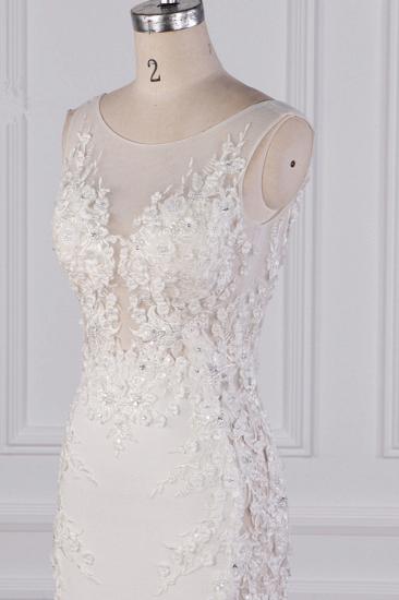 Bradyonlinewholesale Glamorous Jewel Tulle Lace Wedding Dress Sleeveless Appliques Beadings Bridal Gowns Online_5